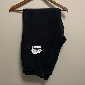 Roots Black Logo Sweatpants Size XXL Short Inseam